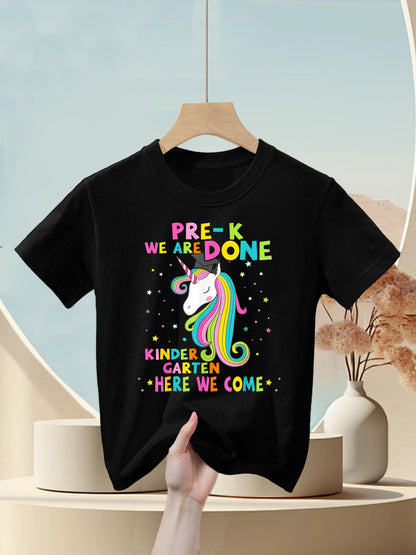 Pre-K Graduation Magical Unicorn KINDERGARTEN Here We Come Kids T-Shirt