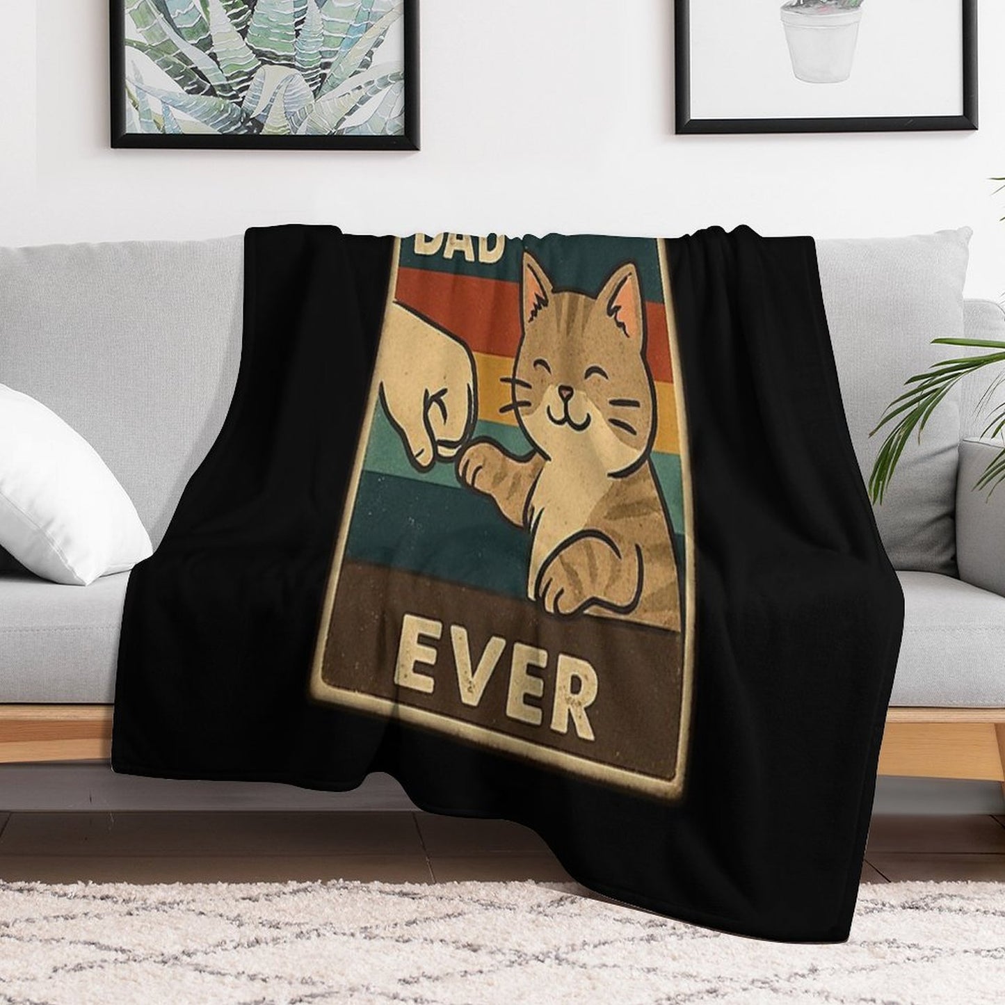 Best Cat Dad Ever Throw Blanket