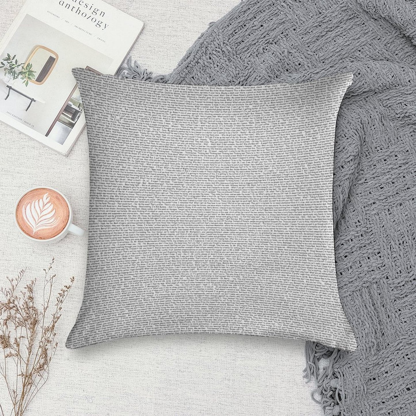 The Entire Bee Movie Script Soft Short Plush Fabric Throw Pillow