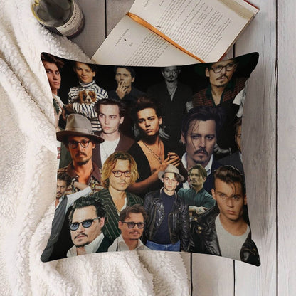 Johnny Depp Sexy Collage Linen Throw Pillow Cover