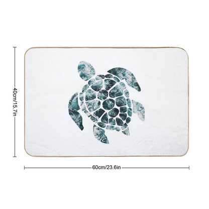 Sea Turtle - Turquoise Ocean Waves Bath Mat