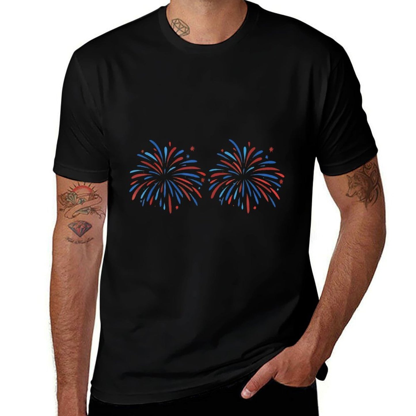 Funny Im Just Here For The Fireworks 4th Of July Couple  Lightweight T-Shirt