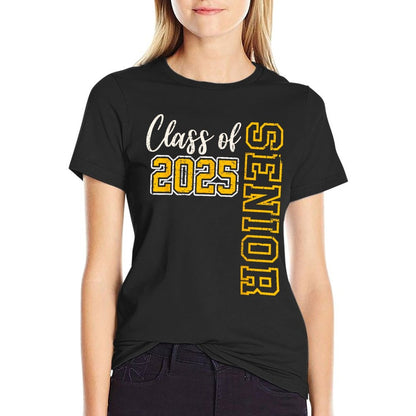 Class of 2025 Senior 25 High School Graduation Black Gold T-Shirt