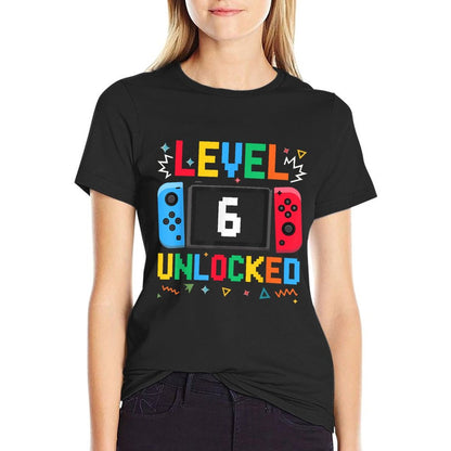 Level 6 Unlocked Birthday Video Gamer 6th Birthday Kids Boys T-Shirt