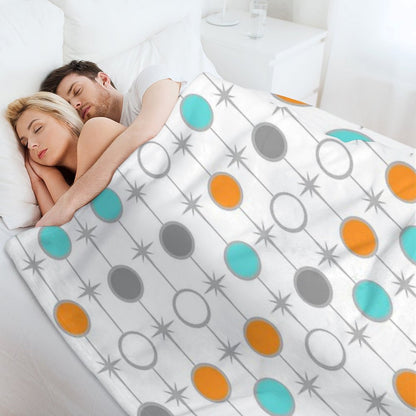 Retro Dots And Starbursts Throw Blanket