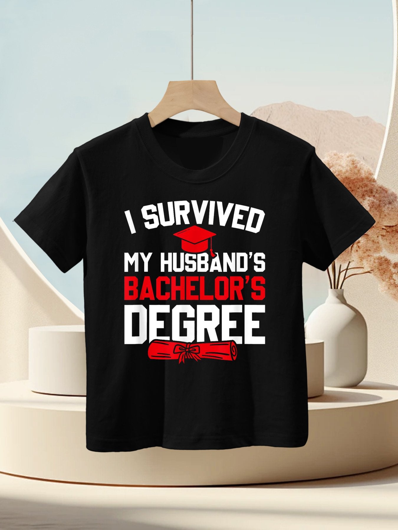 I Survived My Husband&#39;s Bachelor&#39;s Degree, Funny Graduation Kids T-Shirt