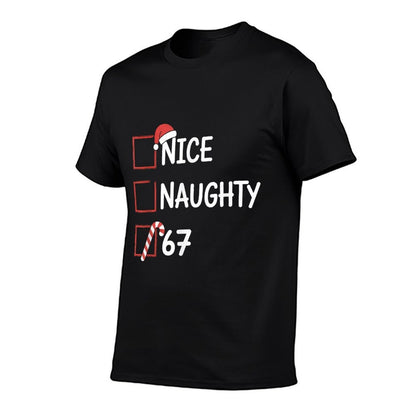 Christmas Nice Naughty 67 Brainrot Funny 6-7 Meme Slang  Lightweight T-Shirt