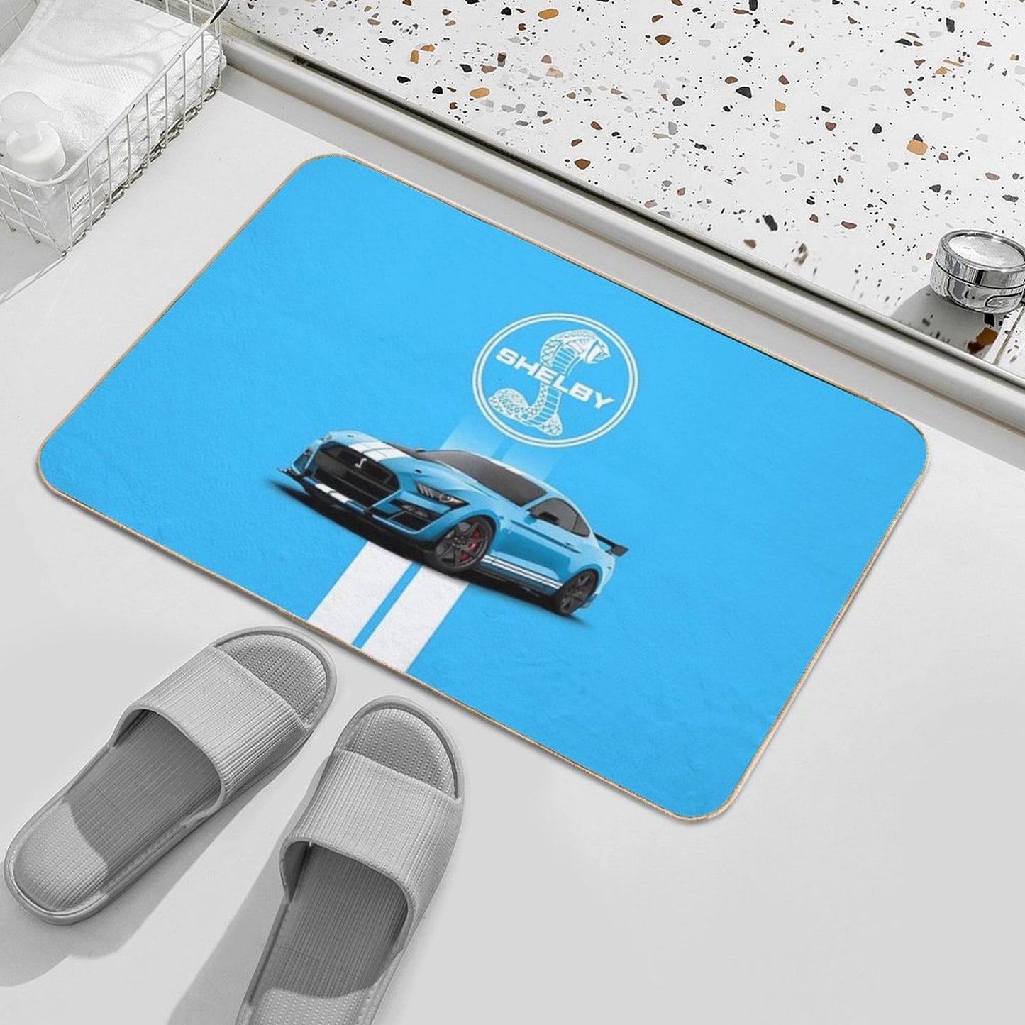 Light Blue Shelby Mustang Bath Mat