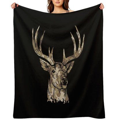 Deer Gear for Hunters - Camo Whitetail Buck Product Throw Blanket