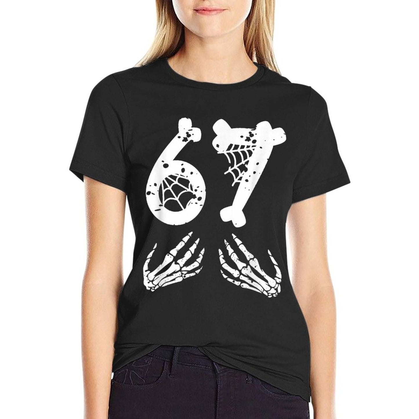 67 Skeleton Hand Halloween Six Seven Funny 67 Meme  Moisture-wicking T-Shirt