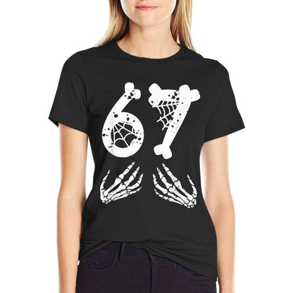 67 Skeleton Hand Halloween Six Seven Funny 67 Meme  Moisture-wicking T-Shirt