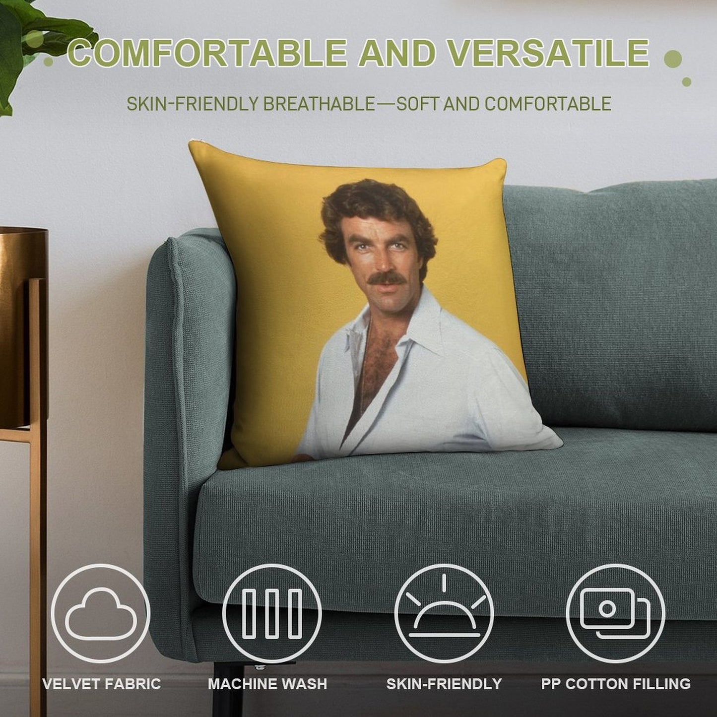 Tom Selleck Soft Gift Ready Throw Pillow