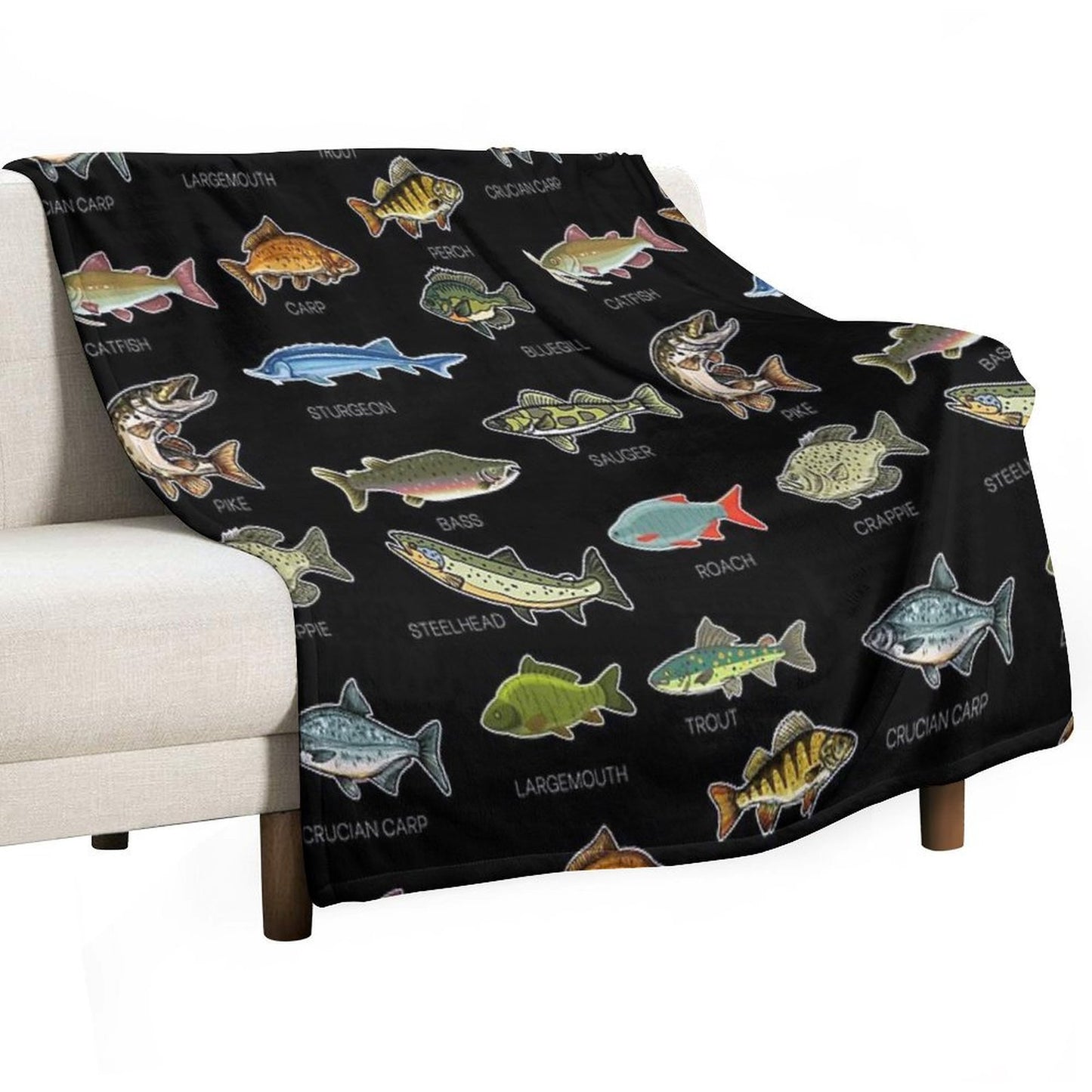 Types Of Freshwater Fish Species Fishing Throw Blanket