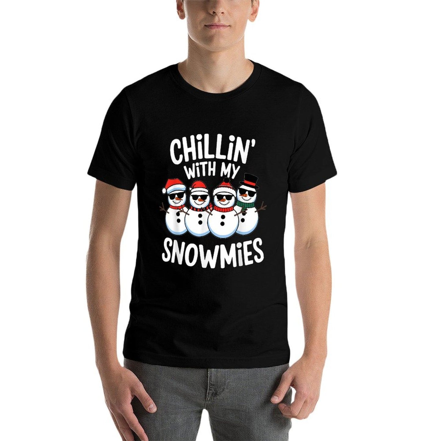 Chillin With My Snowmies Funny Snowman Christmas Kids Boys  Graphic-printed T-Shirt