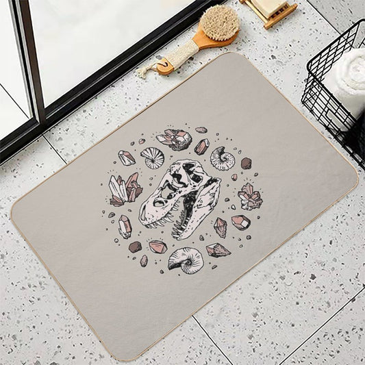 Geo-rex Vortex  Rose Quartz  Dinosaur Skull Fossil Art  Versatile Bath Mat