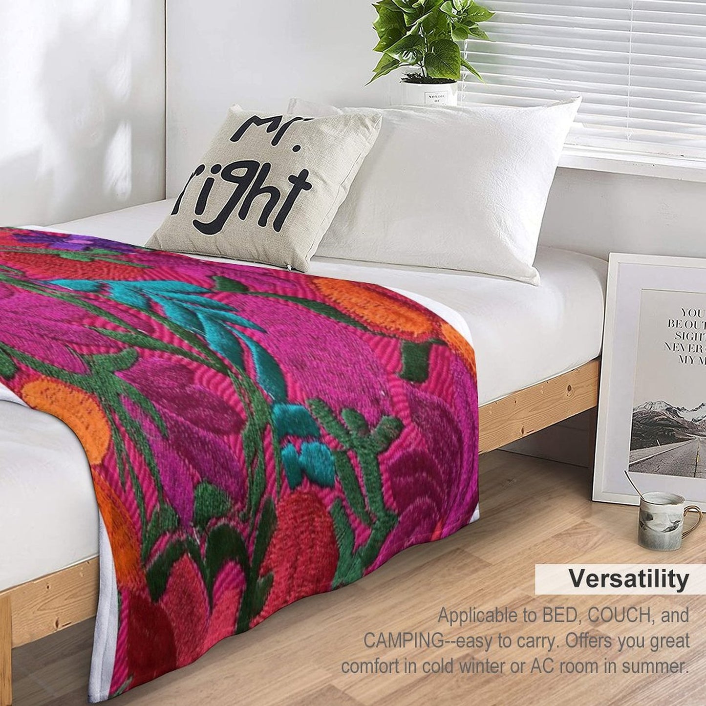 Mexican Embroidered Throw Blanket