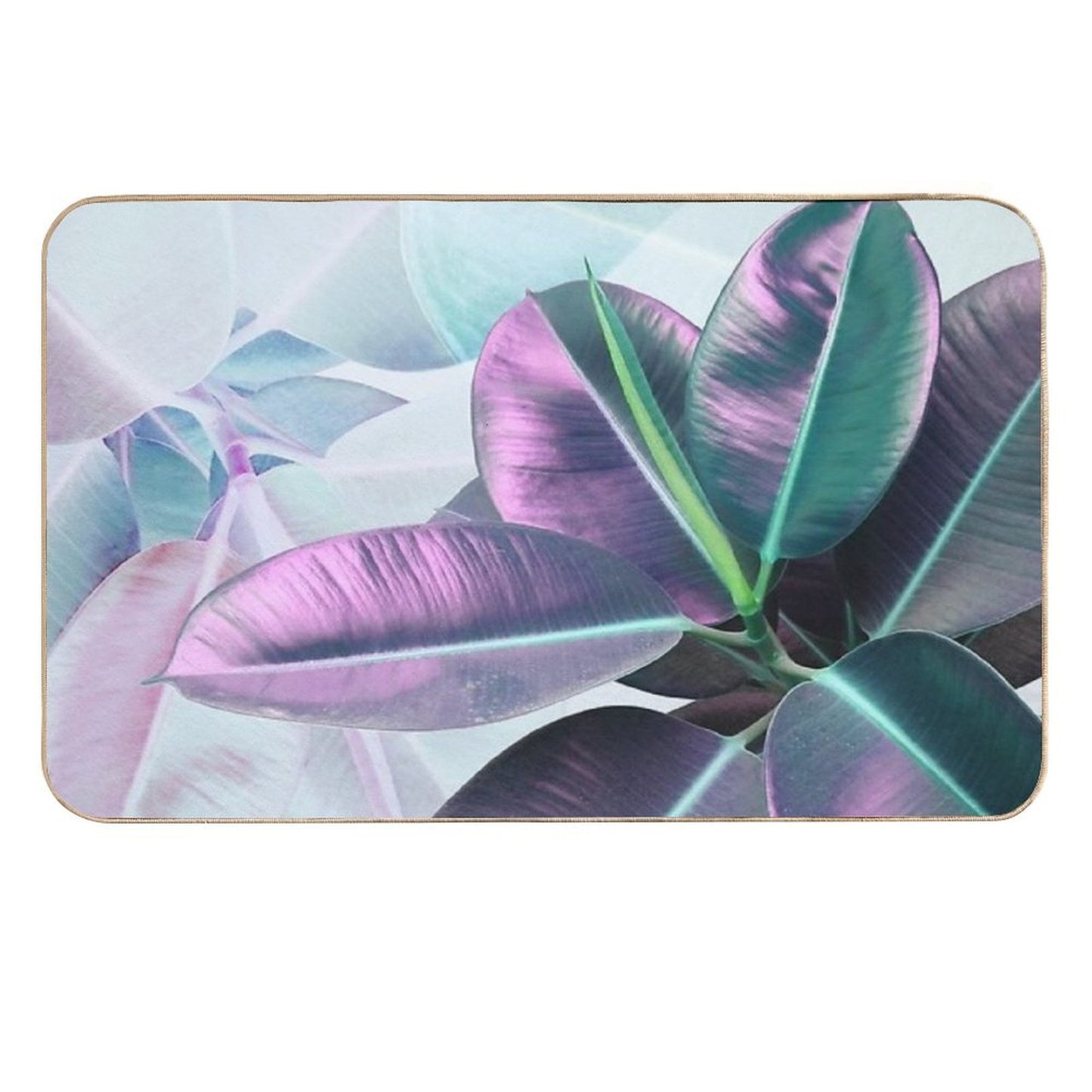 Violet Tropical Plant, Ficus Elastica  Absorbent Bath Mat