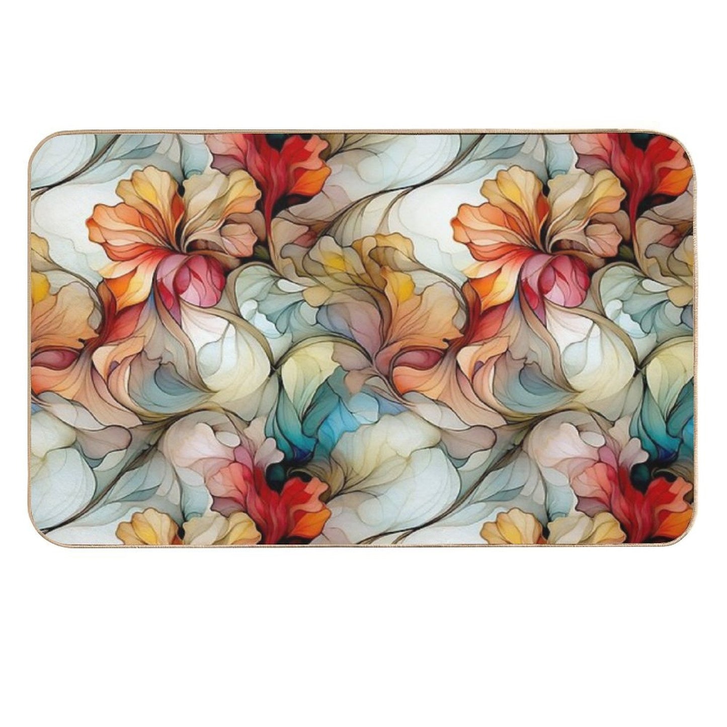 Elegant Floral Glass Effect Seamless Pattern Fire And Ice  Versatile Bath Mat