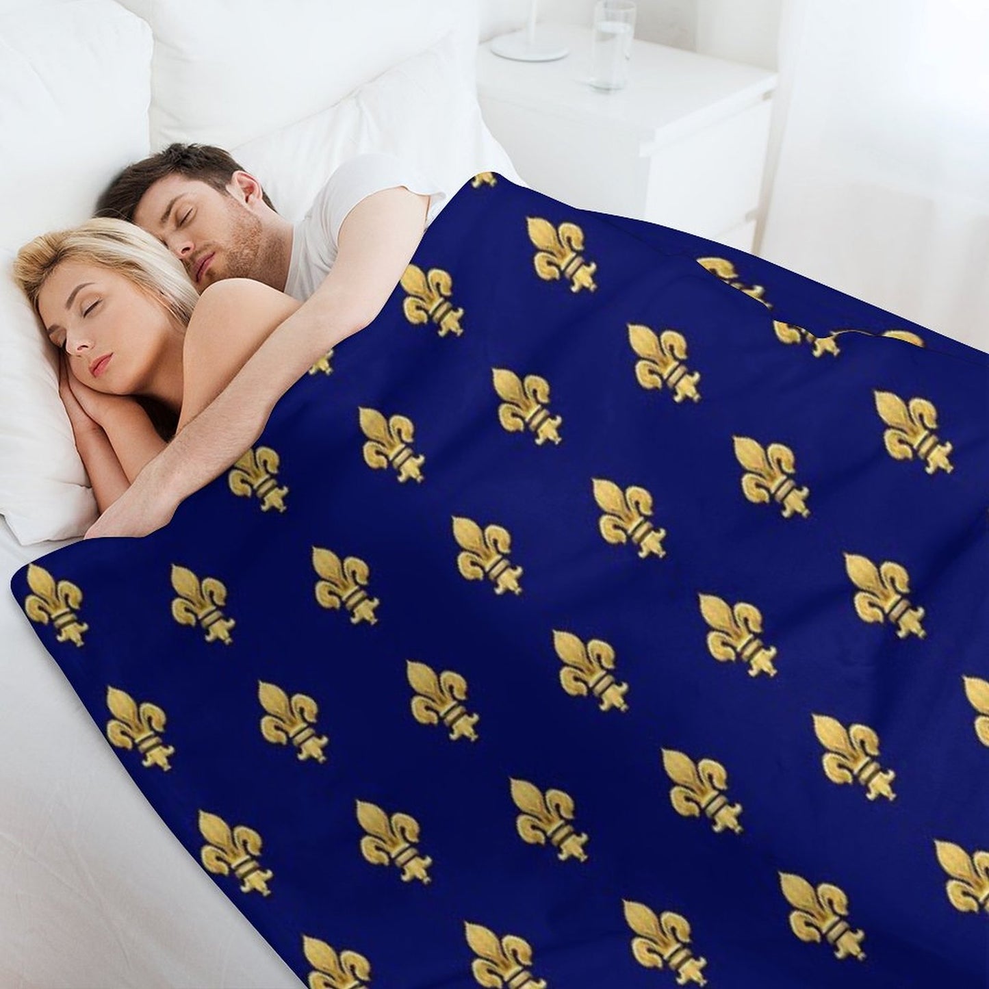 Royal Fleur De Lys Blue Throw Blanket