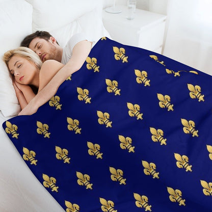 Royal Fleur De Lys Blue Throw Blanket