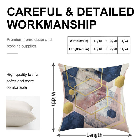 Abstract Geo Linen Throw Pillow Cover