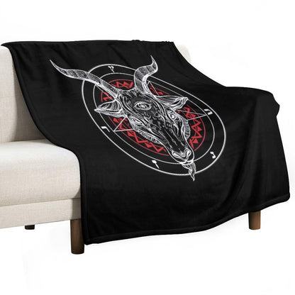 Satanic Goat Baphomet Circle Satan Symbol  Lucifer Devil Throw Blanket