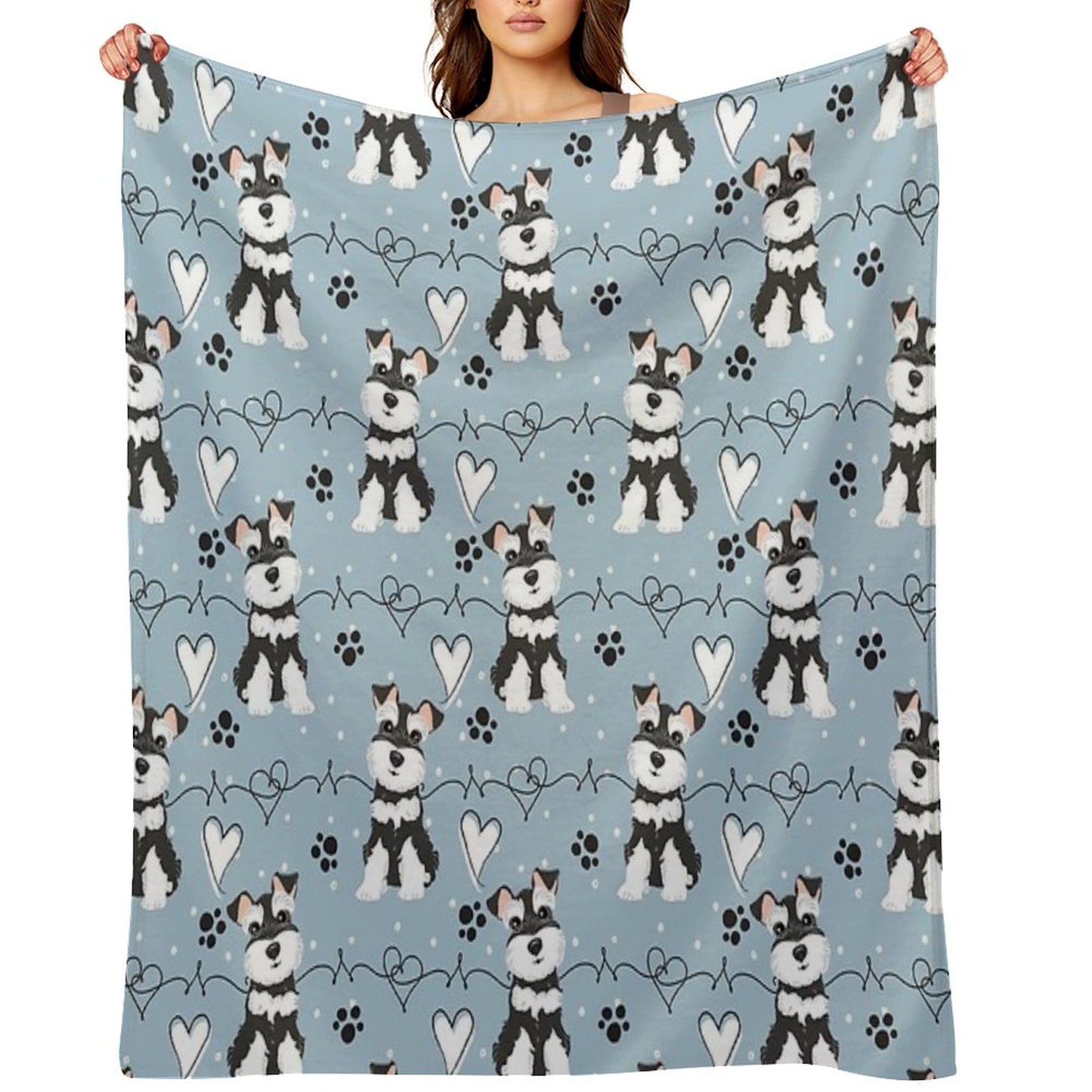 Love Black And White Miniature Schnauzer Throw Blanket
