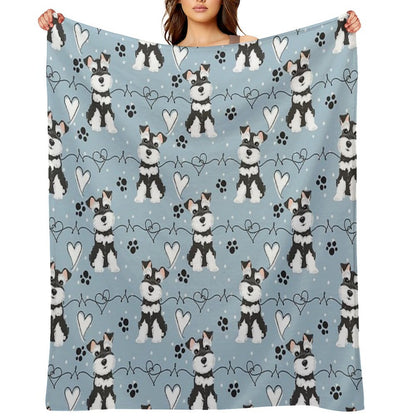 Love Black And White Miniature Schnauzer Throw Blanket