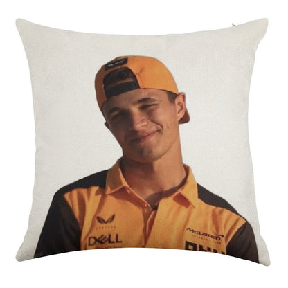 Lando Norris Linen Throw Pillow Cover