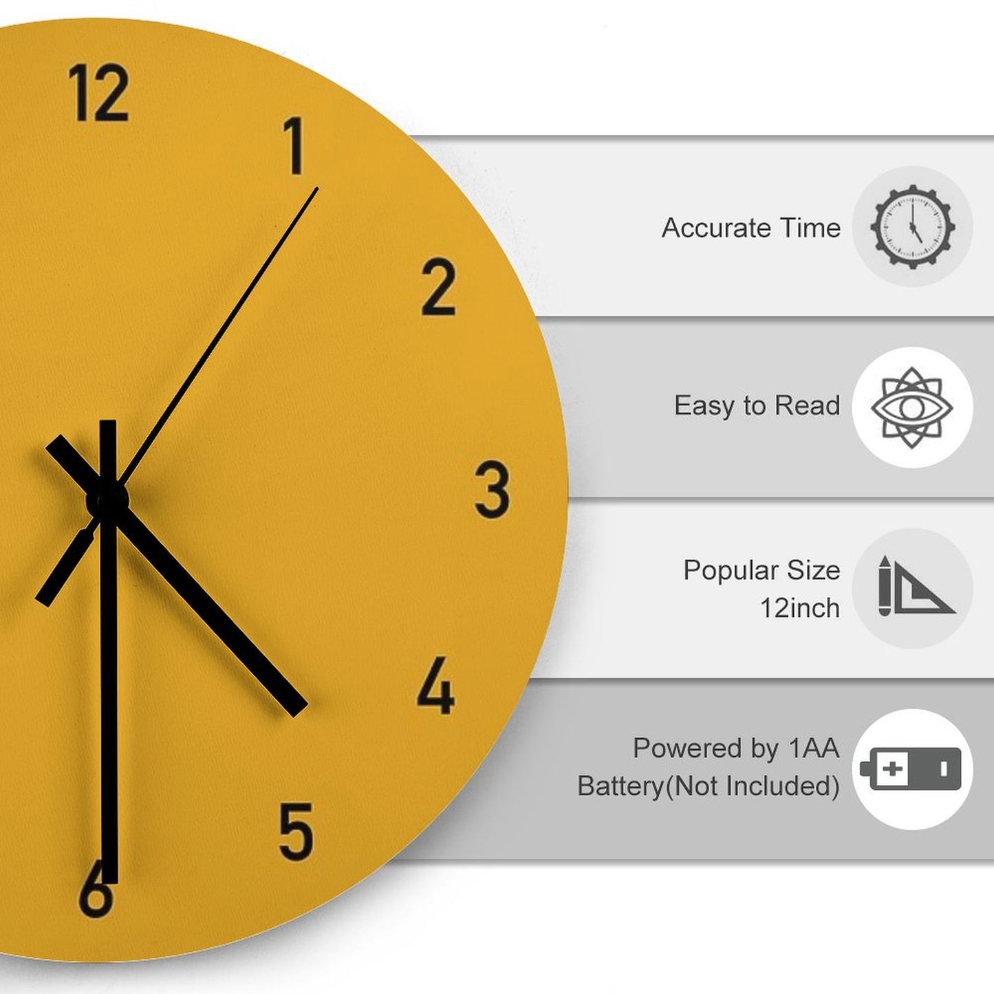 Clock Numbers Mustard 2 Wall Clock