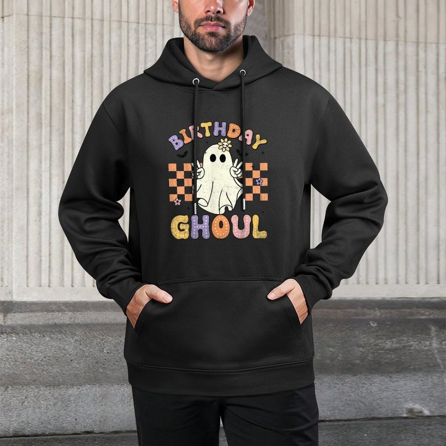 Birthday Ghoul Ghost Groovy Funny Halloween Birthday Party Casual Wear Hoodie