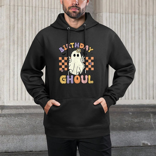 Birthday Ghoul Ghost Groovy Funny Halloween Birthday Party Casual Wear Hoodie