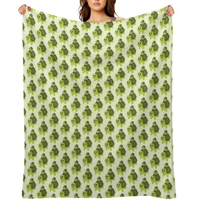 Two Turtles Small Turtle Tortoise Cute Happy Emoji Throw Blanket