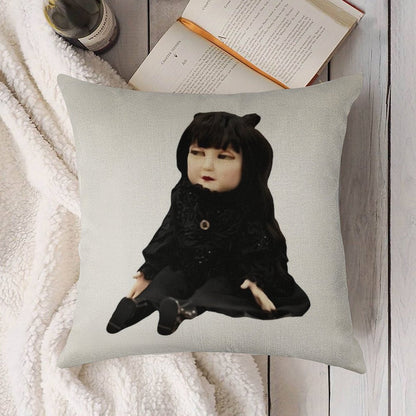 Nadja Doll Linen Throw Pillow Cover