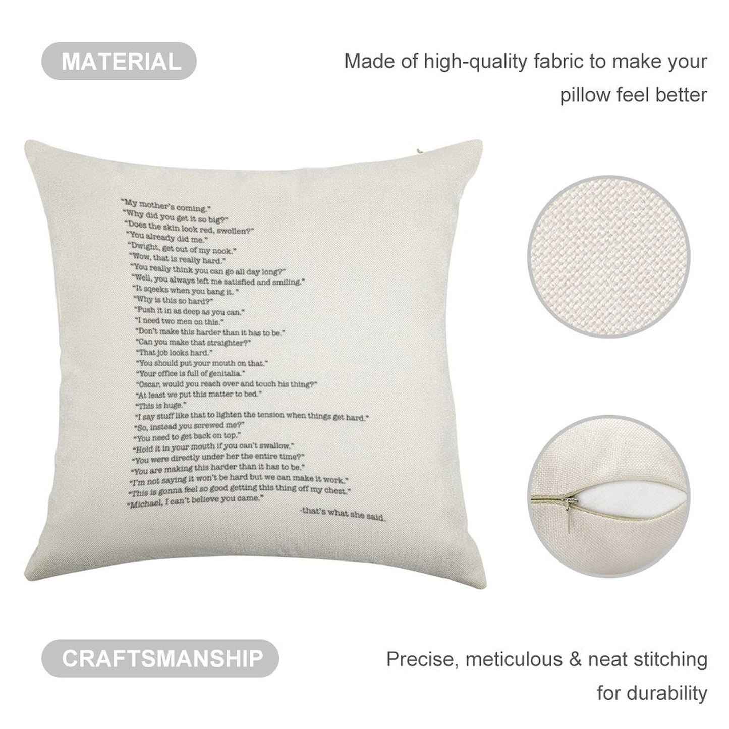 Every That's What She Said From The Office Linen Throw Pillow Cover