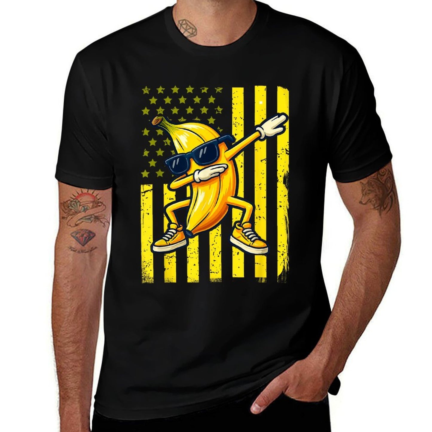 Graphic Banana Retro American Dabbing Banana Lover  Relaxed-fit T-Shirt