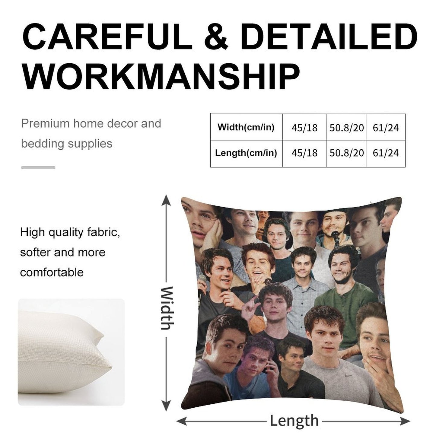 Dylan O’Brien Collage Linen Throw Pillow Cover