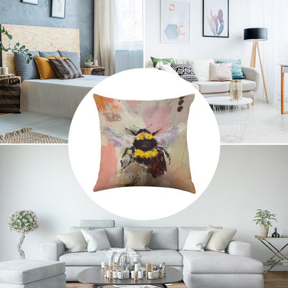 Bees Are Buzzing Linen Throw Pillow Cover