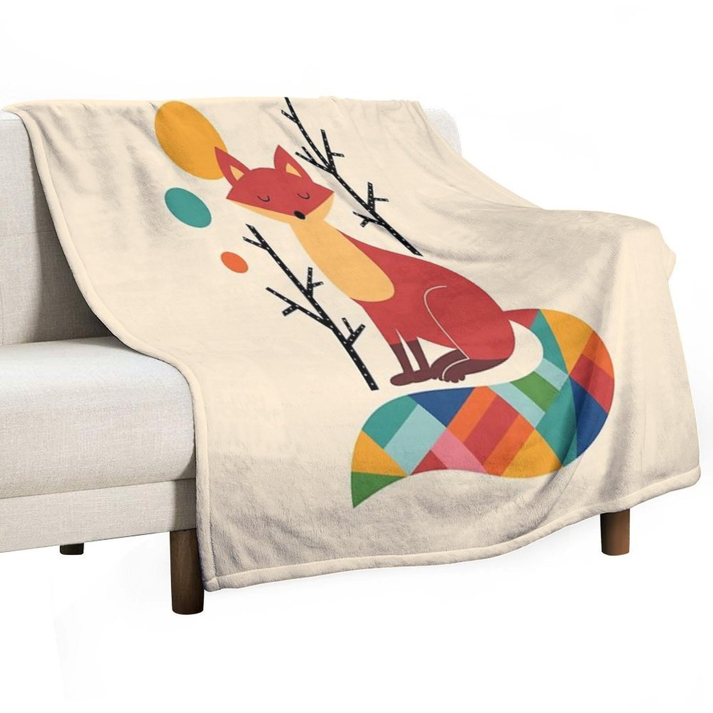 Rainbow Fox Throw Blanket