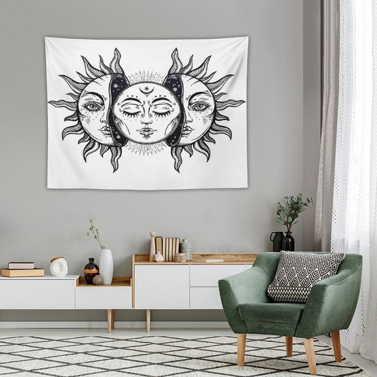 Vintage Solar Sun And Moon Tapestry