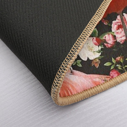 Floral And Flamingo Pattern Durable Bath Mat