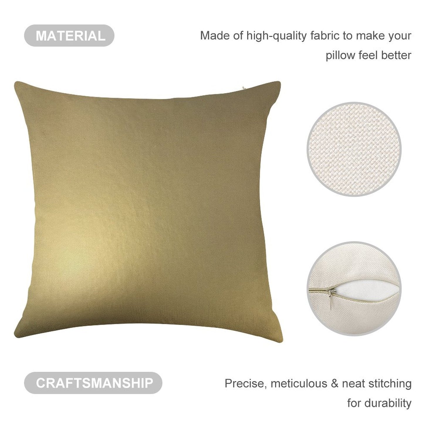 Metallic Gold Linen Throw Pillow Cover