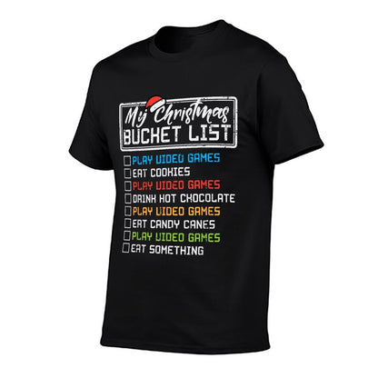 Christmas Bucket List Video Games Xmas Gamer Boys Kids Men  Quick-drying T-Shirt