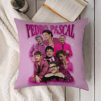 Pedro Pascal in Pink Linen Throw Pillow Cover
