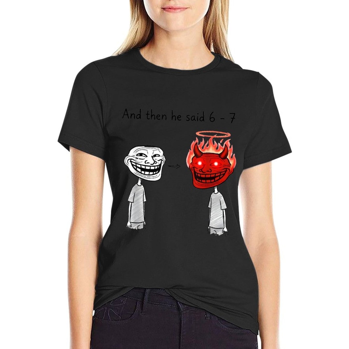 Funny 67 Meme Graphic Teesns Boys Girls Brainrot 6 7  Oversized Silhouette T-Shirt