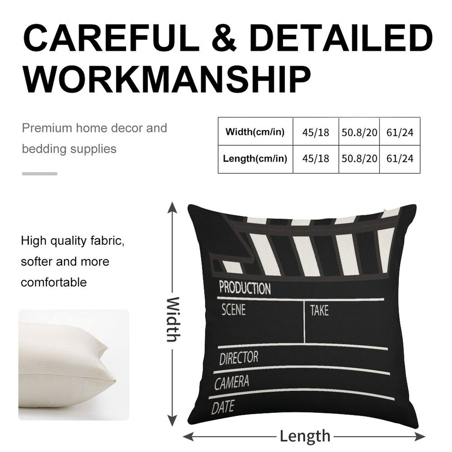 Clapper Board Linen Throw Pillow Cover