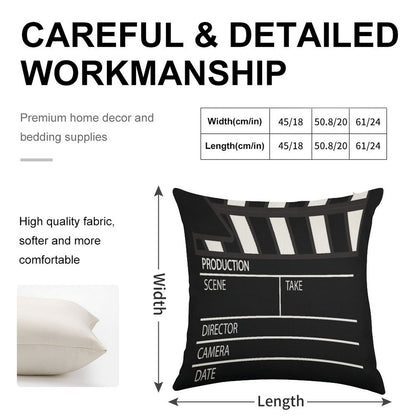 Clapper Board Linen Throw Pillow Cover