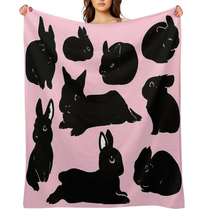 Black Bunny Collection Throw Blanket