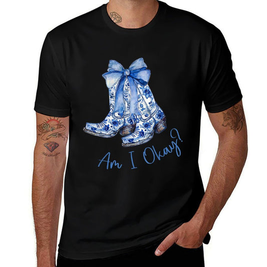 Am I Okay Boot Cowgirl Coquette Bow Women Girl  Durable T-Shirt