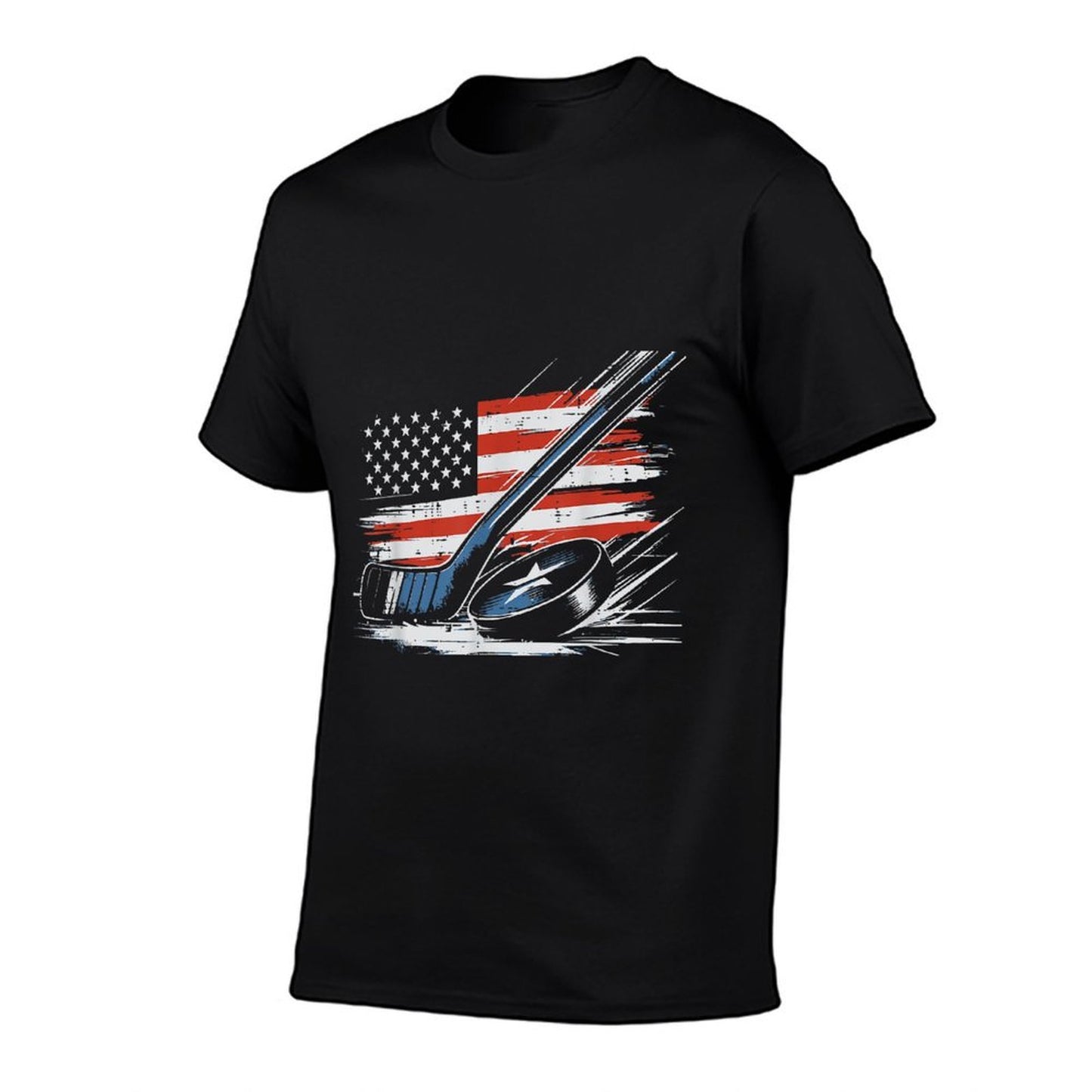 4th Of July Ice Hockey Stick Puck US Men Boys Kids  Slim-fit Cut T-Shirt